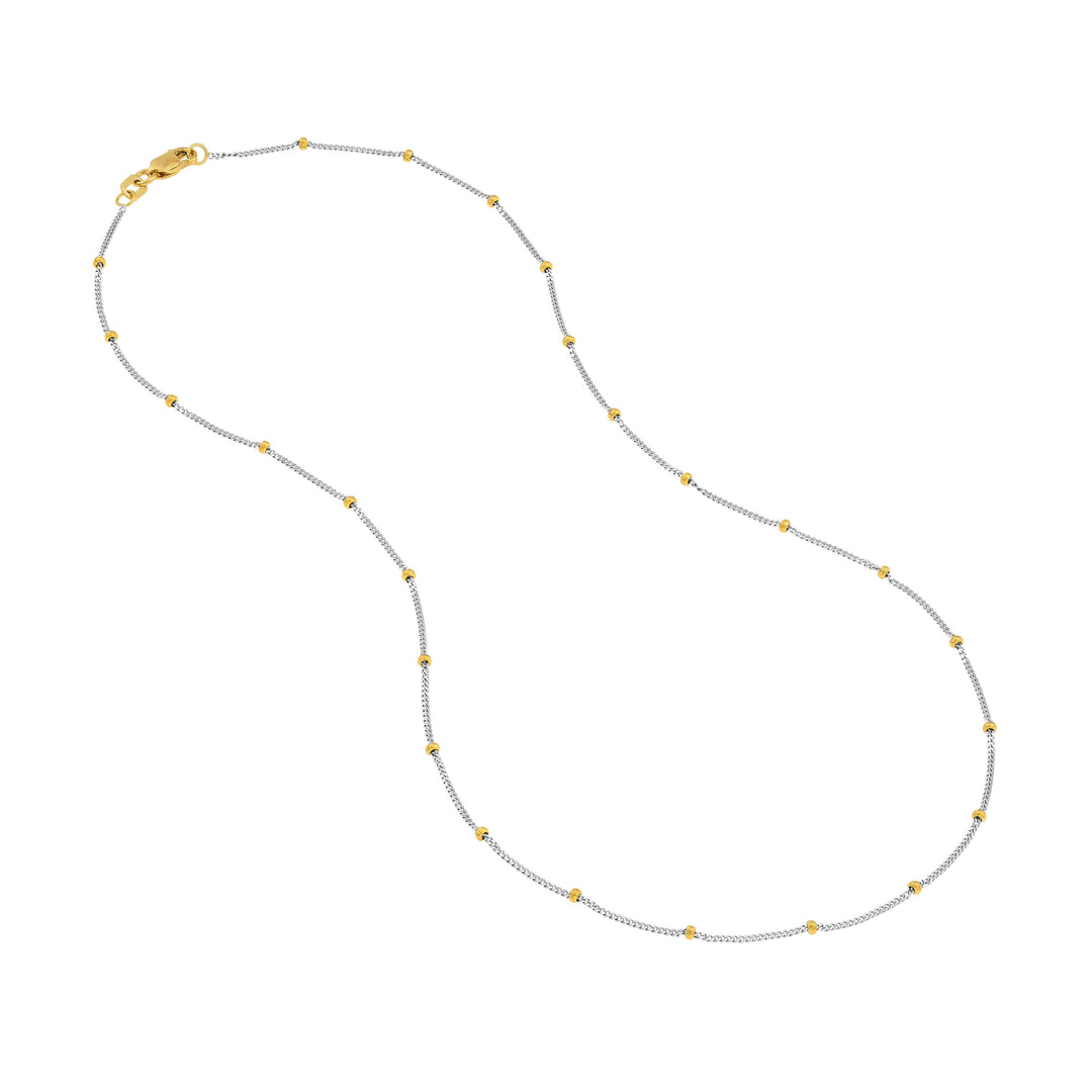 2.0mm Two-Tone Saturn Curb Chain with Lobster Lock