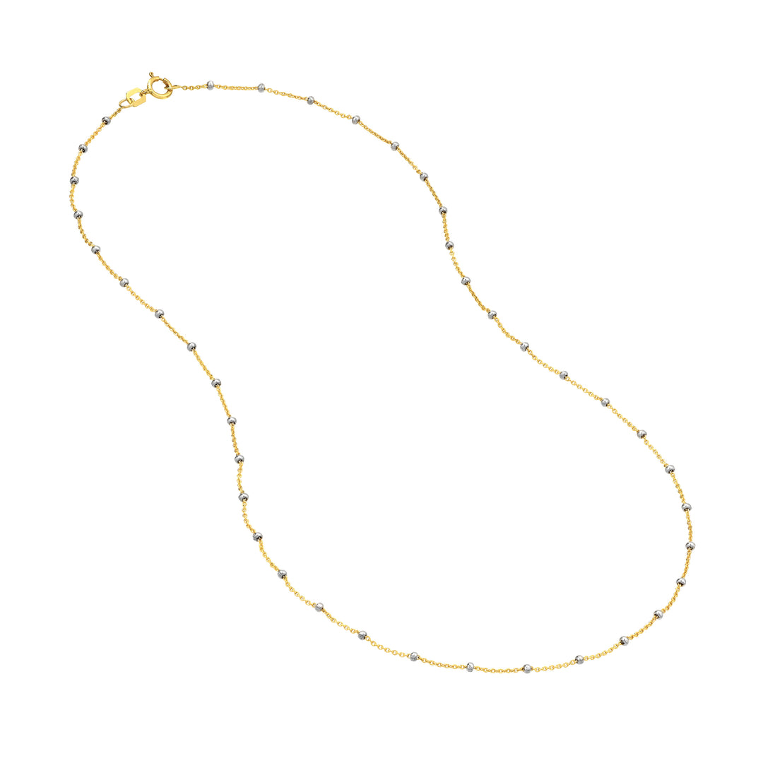 1.80mm Two-Tone Saturn Bead Chain with Spring Ring