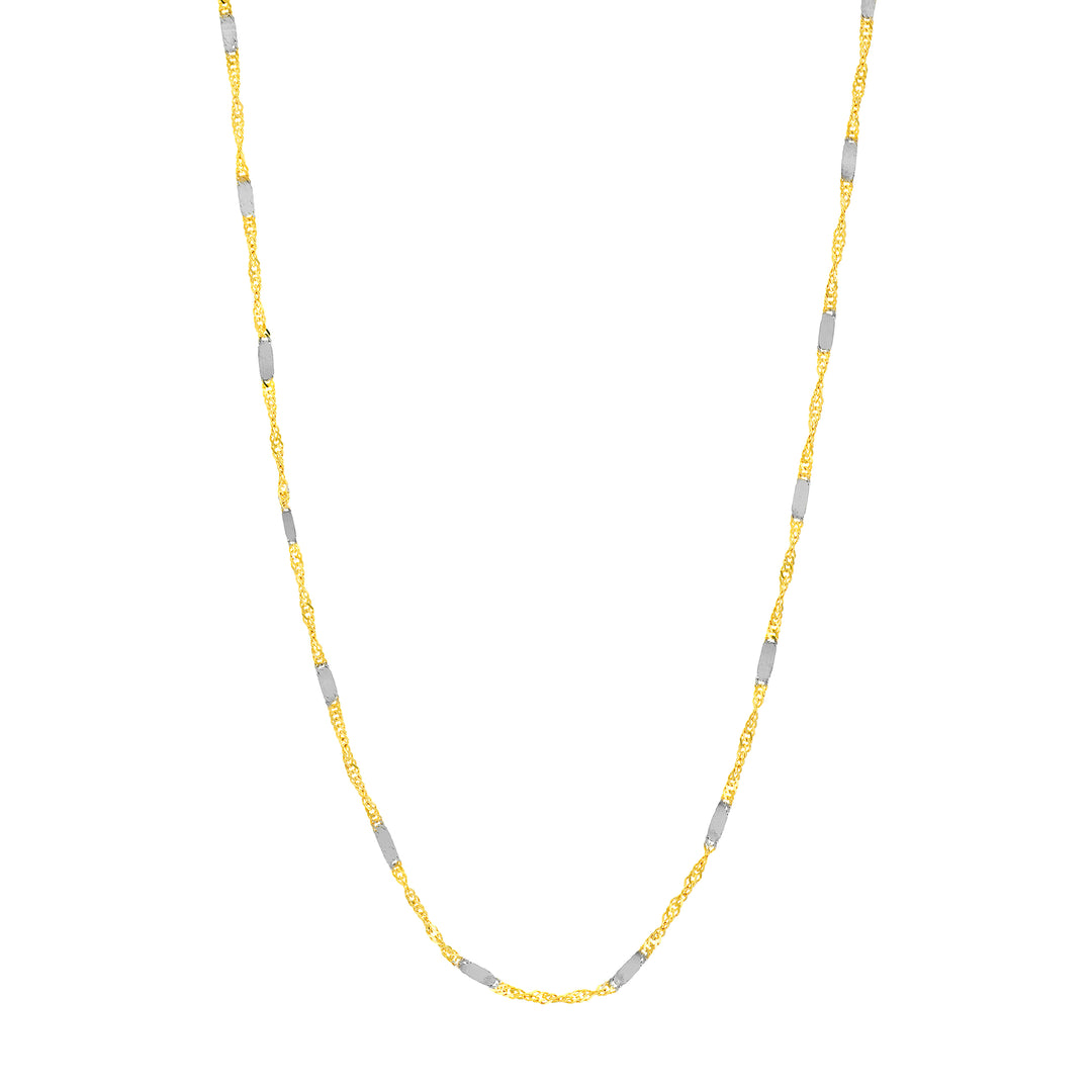 Two-tone Singapore Flat Saturn Chain
