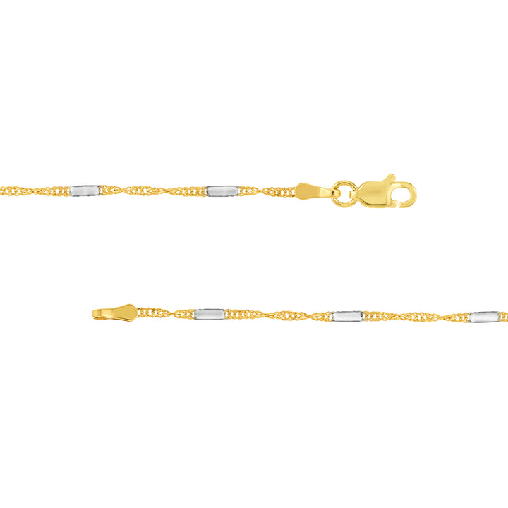 Two-tone Singapore Flat Saturn Chain