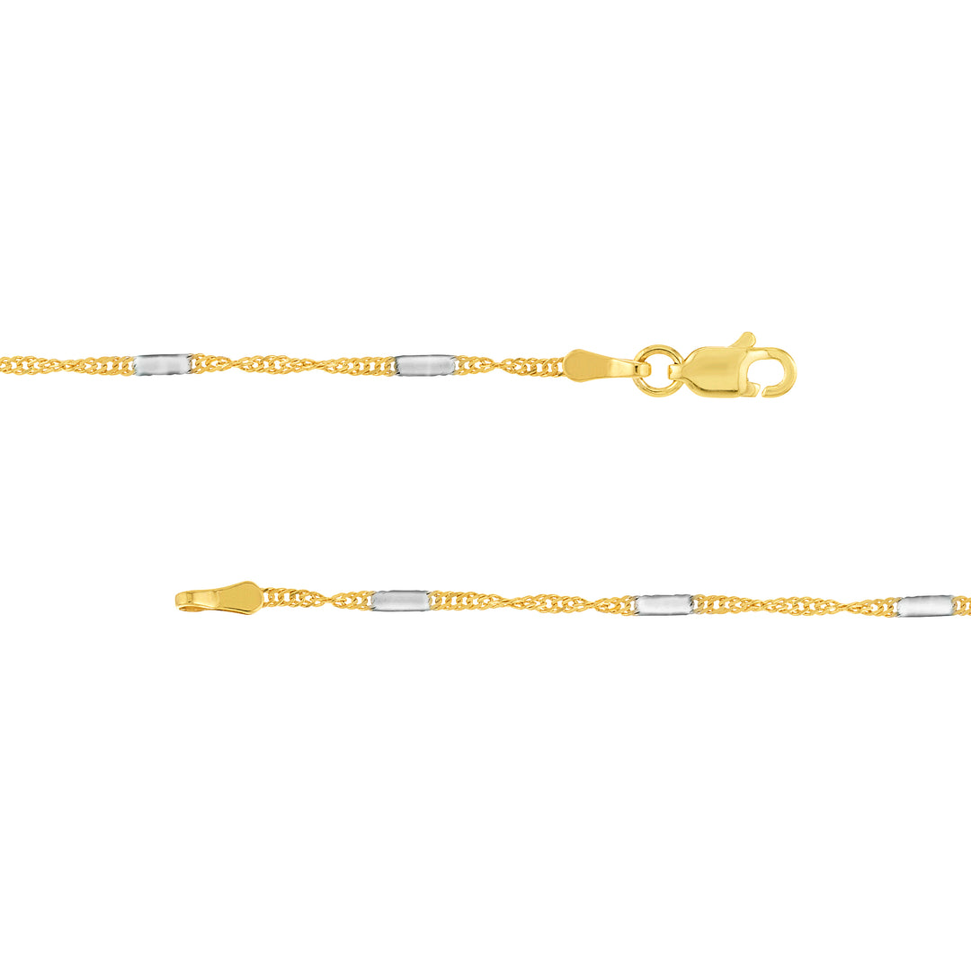 Two-tone Singapore Flat Saturn Chain