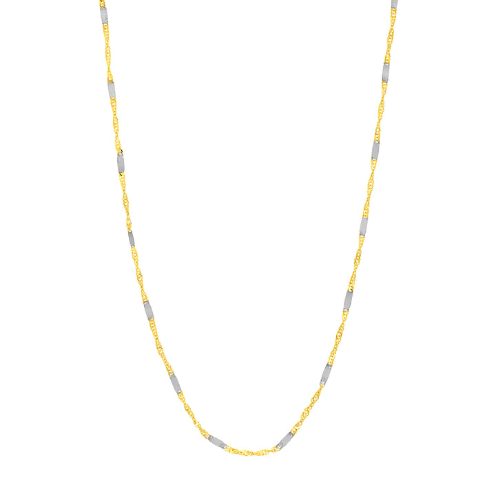 Two-tone Singapore Flat Saturn Chain