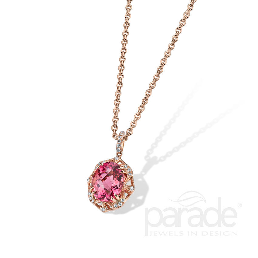 Pink Tourmaline & Diamond Pendant