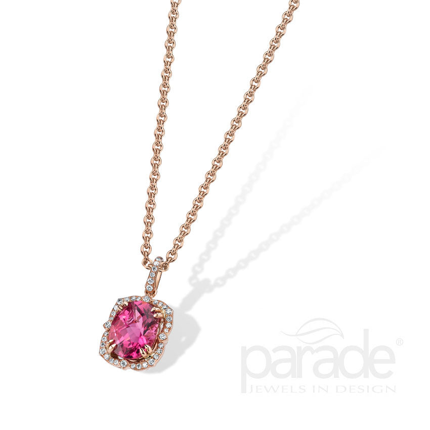Pink Tourmaline & Diamond Pendant
