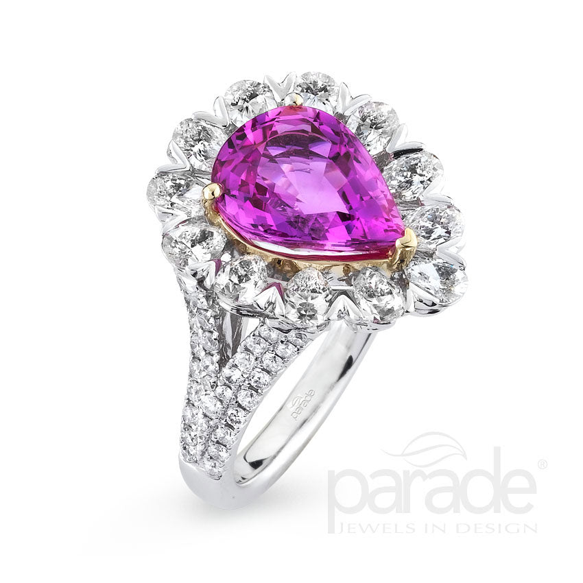4.09 Carat Pink Sapphire & Diamond Ring
