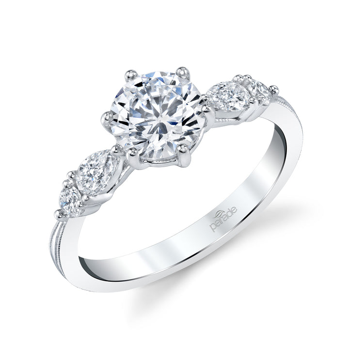 Pear-Shaped & Round Diamond Engagement Ring