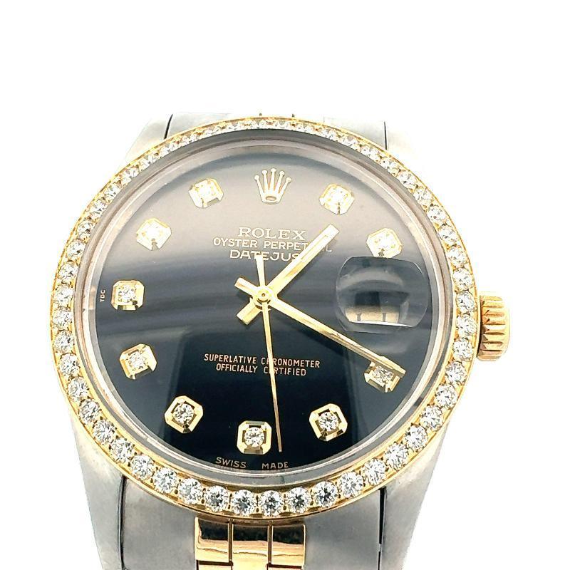 Rolex DateJust 36mm Blackface with Diamond Bezel - BVW Jewelers - Fine Engagement Rings & Custom Designs
