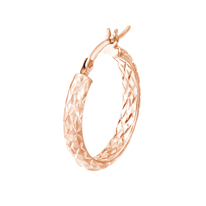 3mm x 20mm Diamond-Cut Hoop Earrings