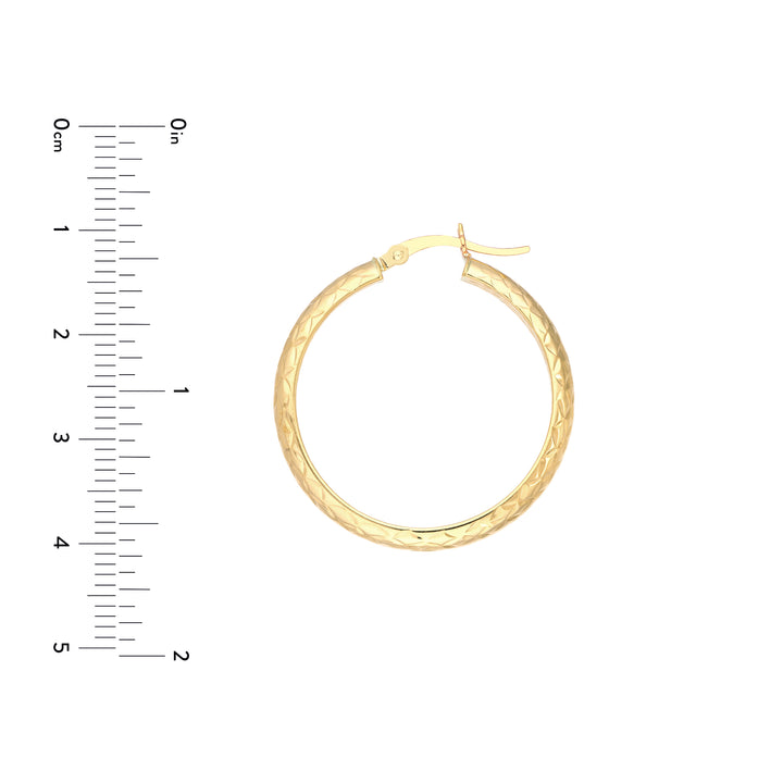 30mm x 4mm Diamond-Cut Hoop Earrings