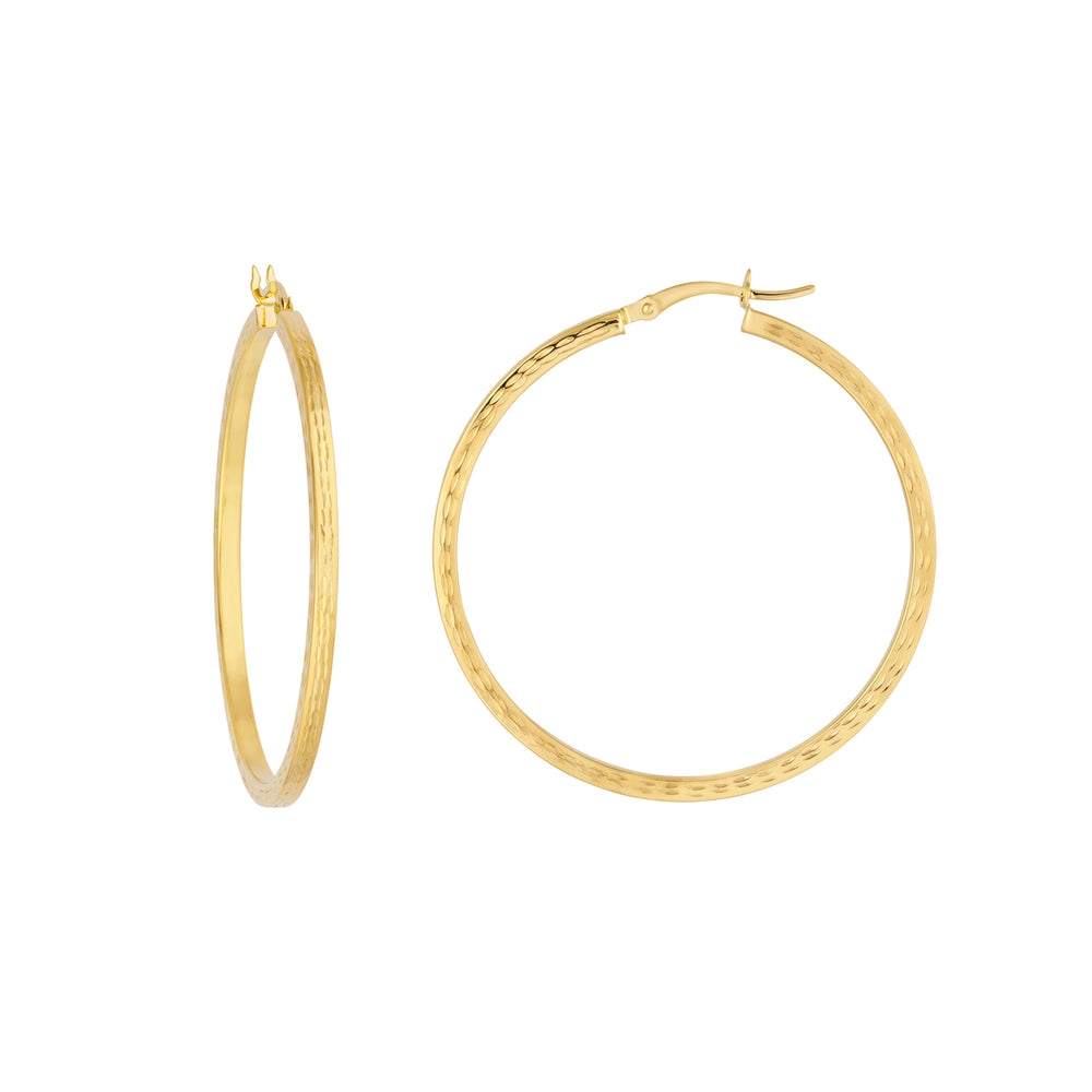 2 X 40mm Square Full D/C Hoop Earrings