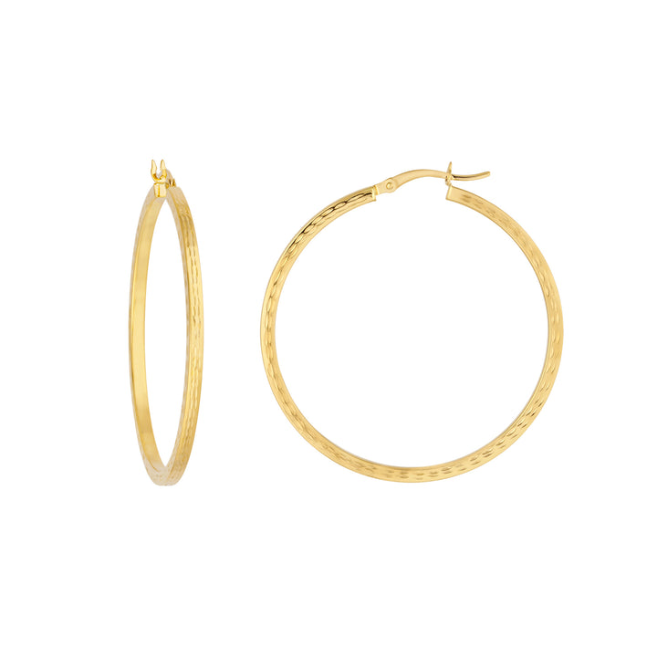 2 X 40mm Square Full D/C Hoop Earrings
