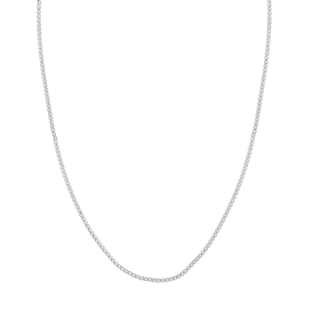 Sterling Silver 2.1mm Round Box Chain with Pear Lobster Lock