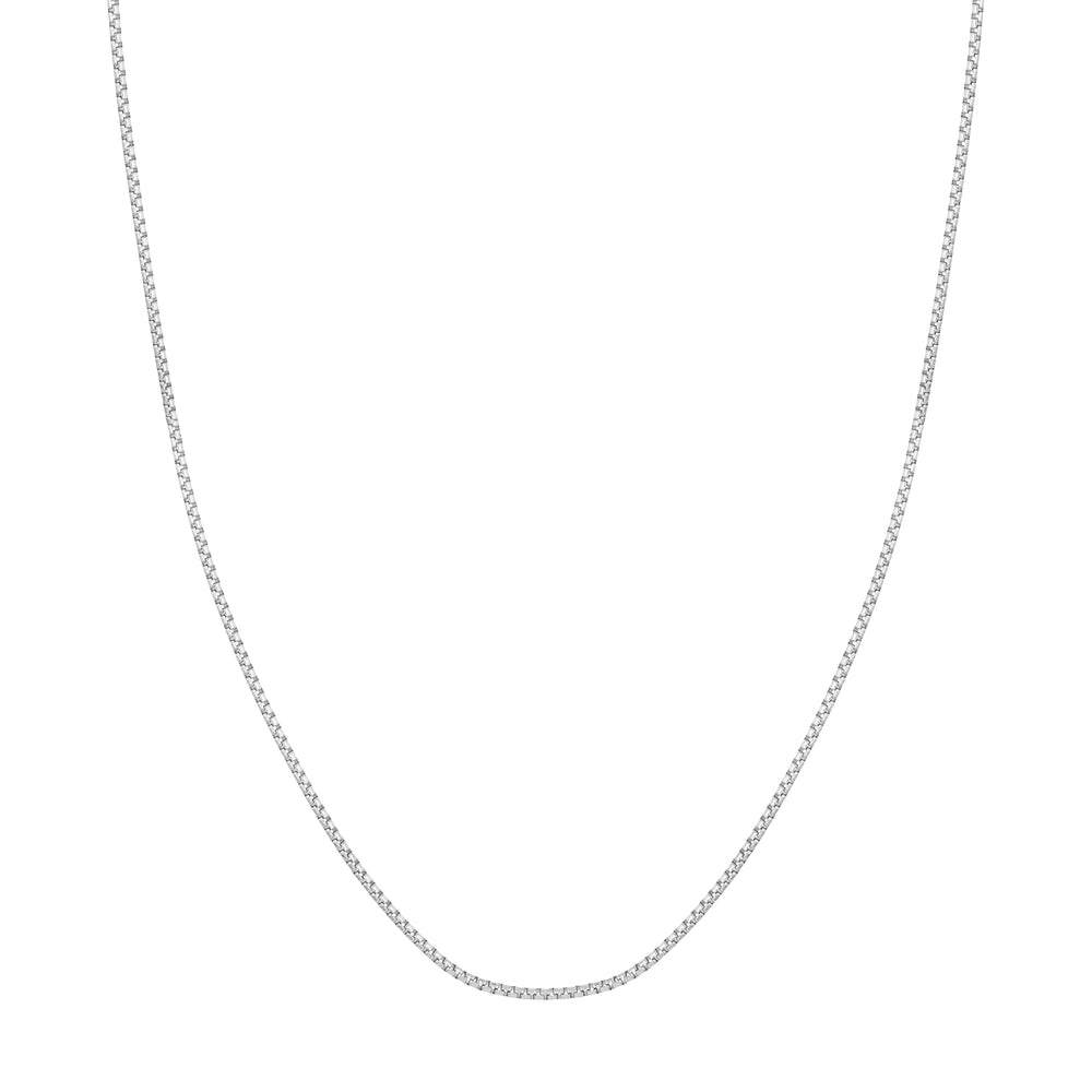 Sterling Silver 1.7mm Round Box Chain with Pear Lobster Lock
