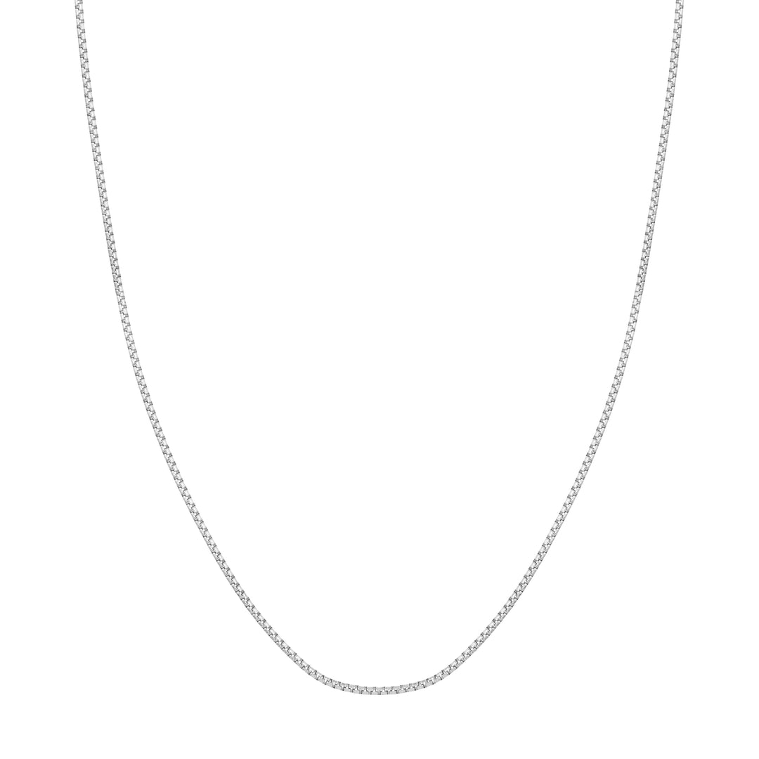 Sterling Silver 1.7mm Round Box Chain with Pear Lobster Lock