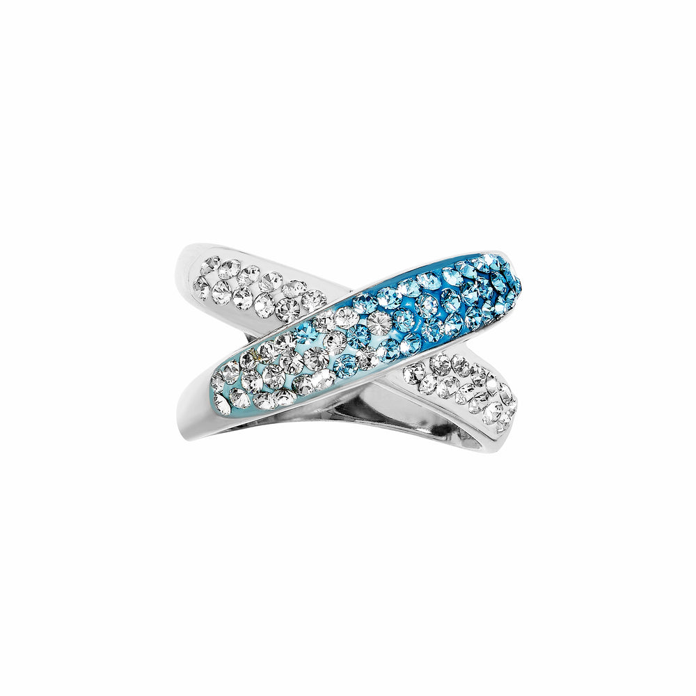 Silver Blue/White X Ring