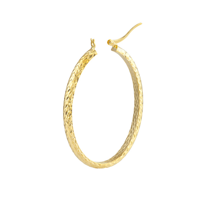 4mm x 42mm Diamond-Cut Oval Hoop Earrings