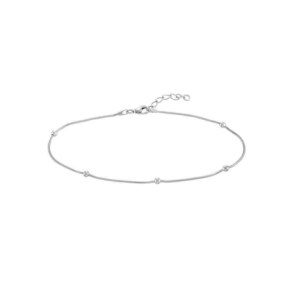 Sterling Silver Beads on Snake Chain Anklet