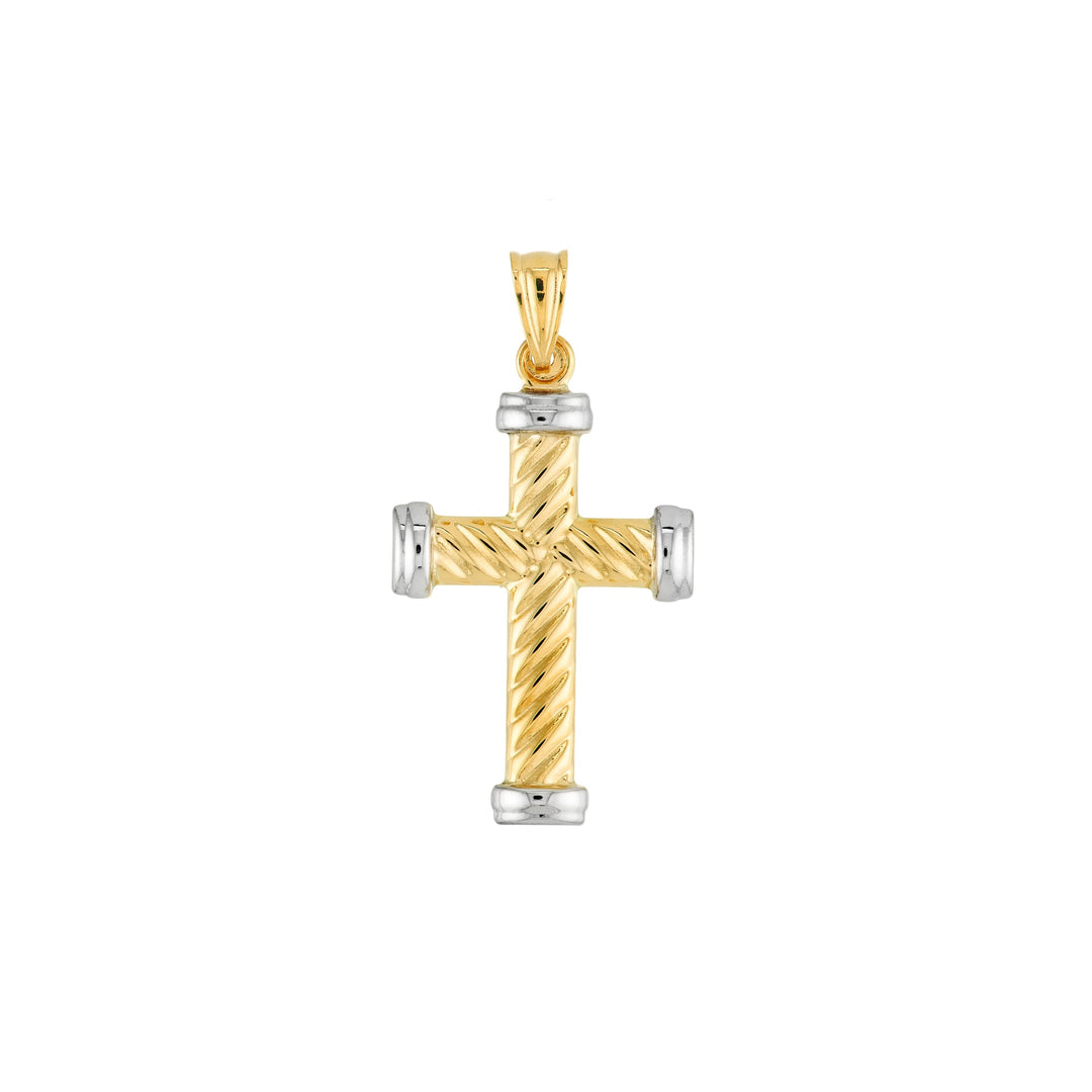 Two-Tone Twisted Rope Cross Pendant