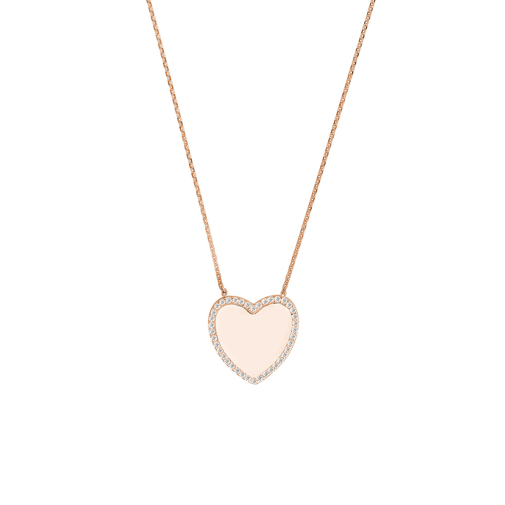 Sterling Silver Heart with CZ Frame Adjustable Necklace