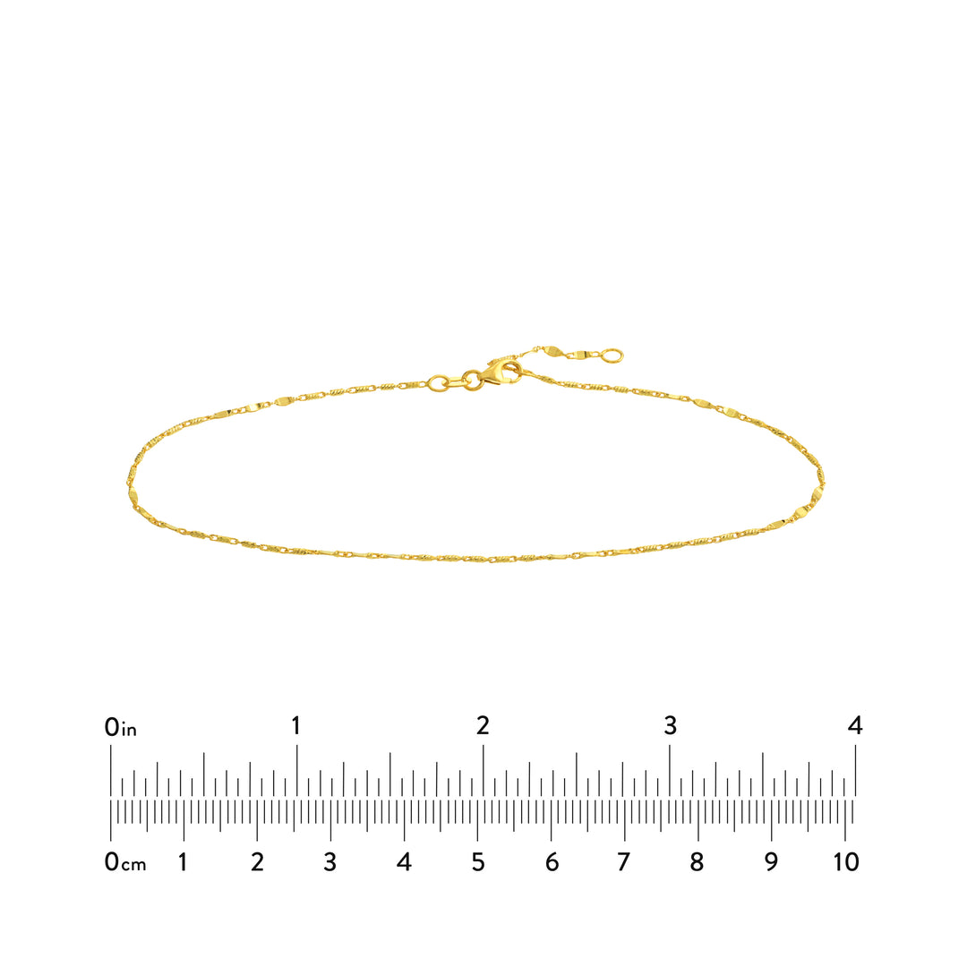Flat Diamond-Cut Stations Adjustable Anklet