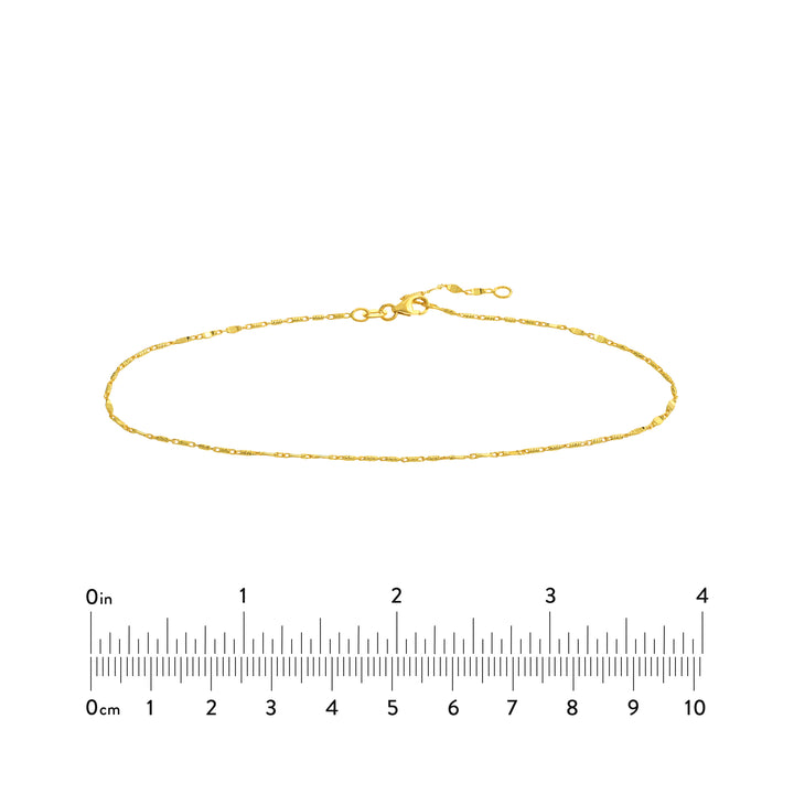 Flat Diamond-Cut Stations Adjustable Anklet