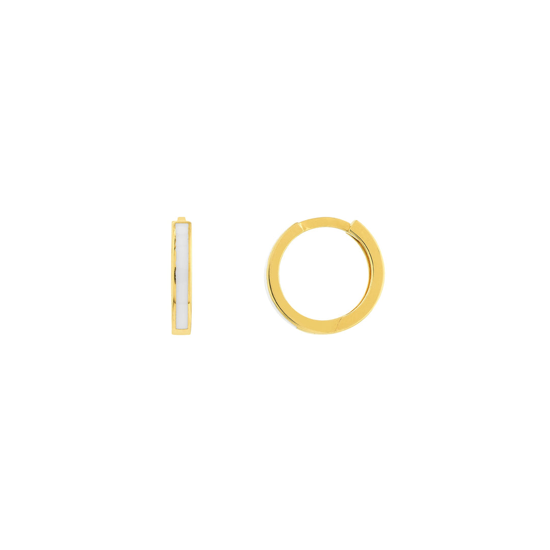 White Enamel Baby Hoop Earrings