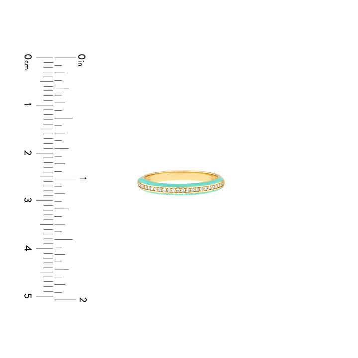 Diamond Band with Lt.Turquoise Enamel