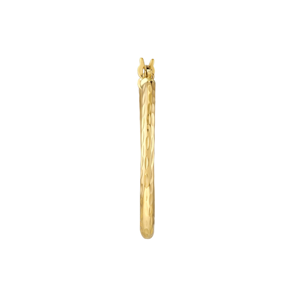 2mm x 20mm Diamond-Cut Hoop Earrings