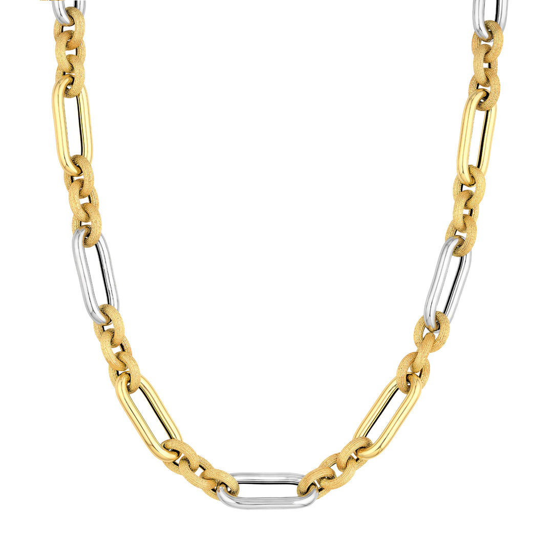 Two-Tone (3+1) Paper Clip Brushed Polished Chain