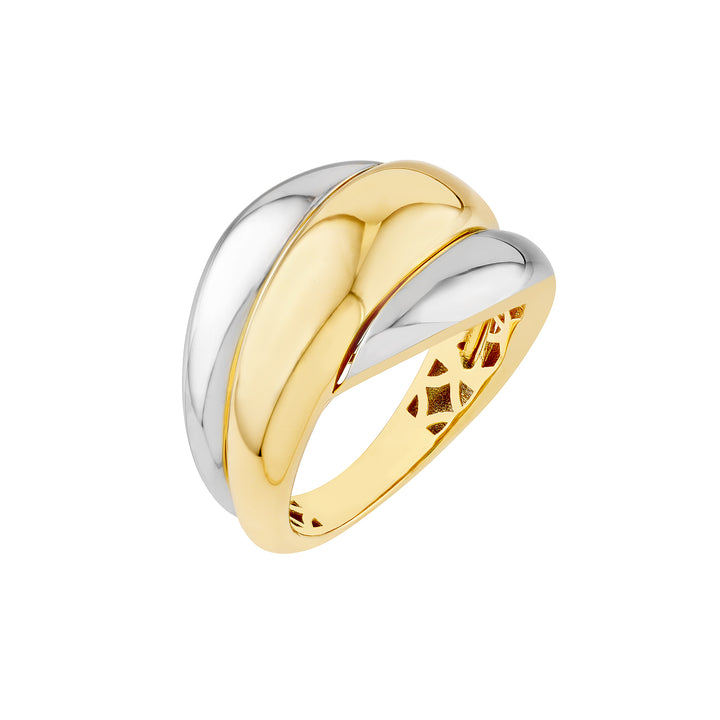 Two Tone Triple Row Twist Ring