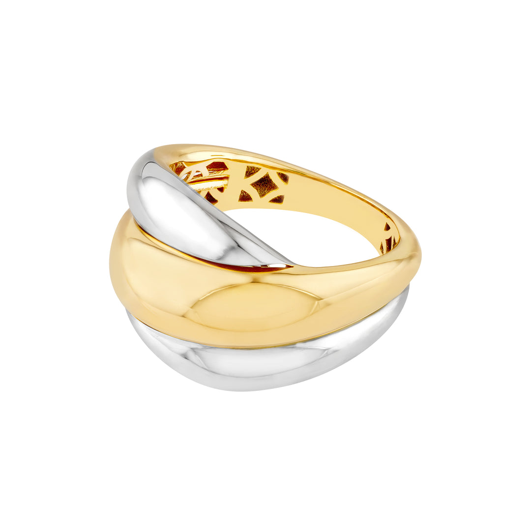 Two Tone Triple Row Twist Ring