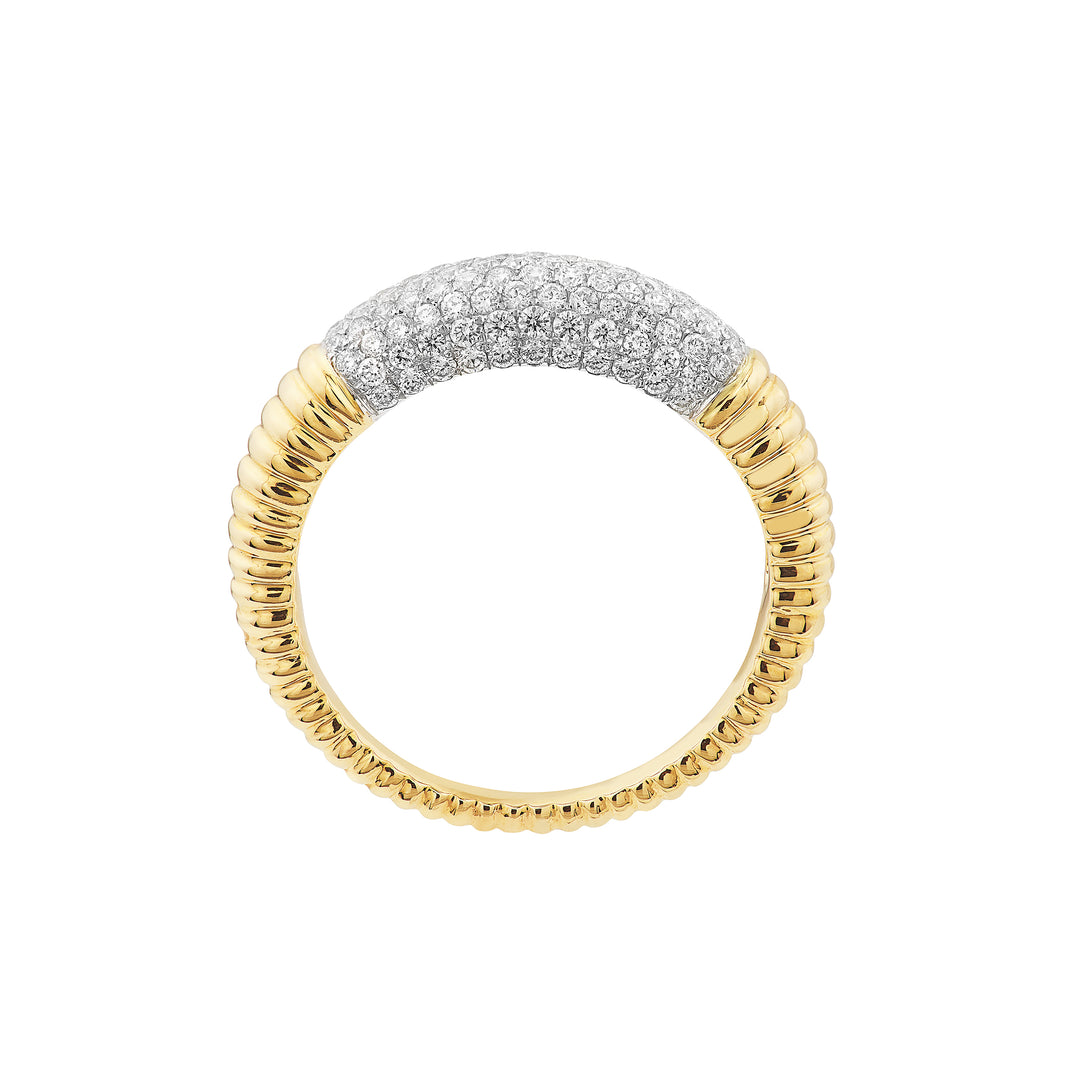 Diamond Pave Ribbed Dome Ring