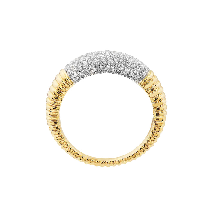 Diamond Pave Ribbed Dome Ring