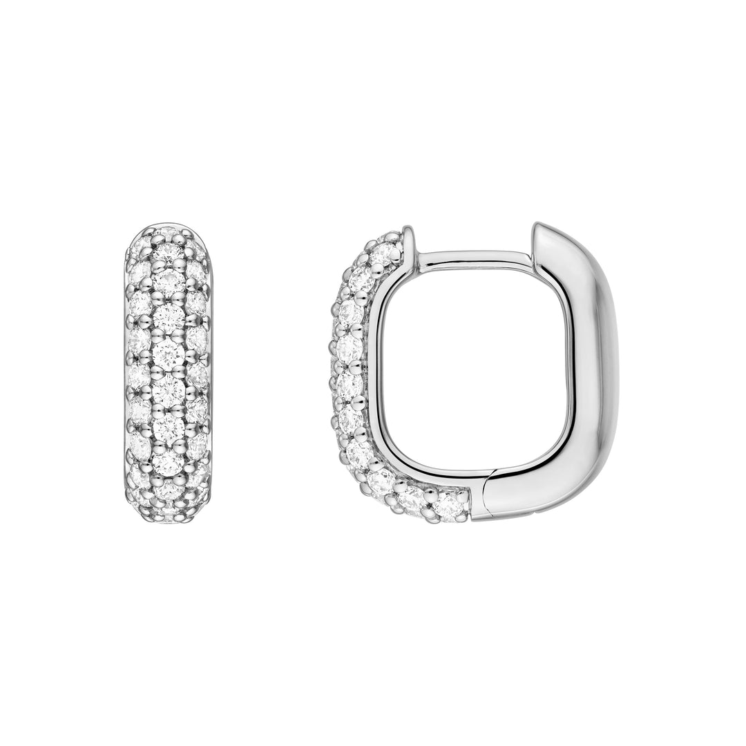 3 Row Pavé Diamond Paper Clip Huggies (5/8tcw)