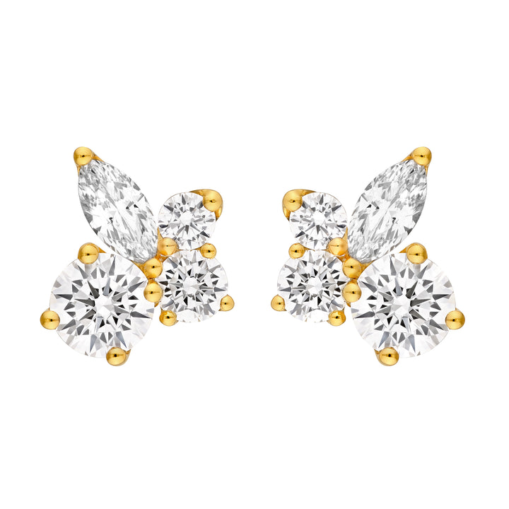 Diamond Blossom Cluster Stud Earrings
