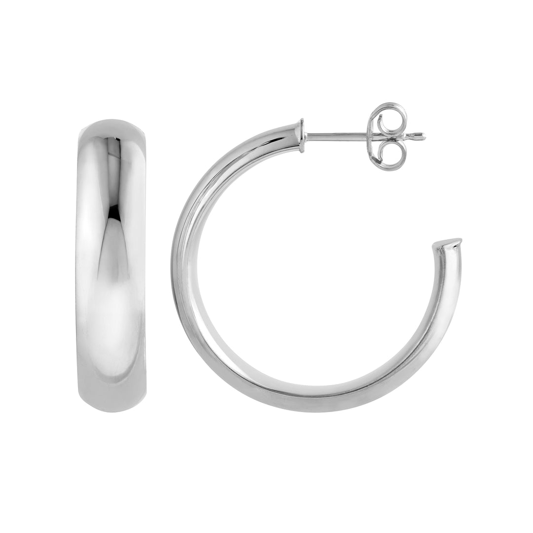 26mm D-Tube Round Hoop Earrings