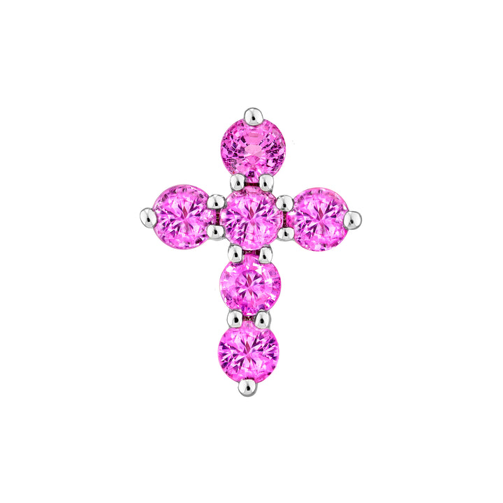 Pink Sapphire Stone Cross Pendant