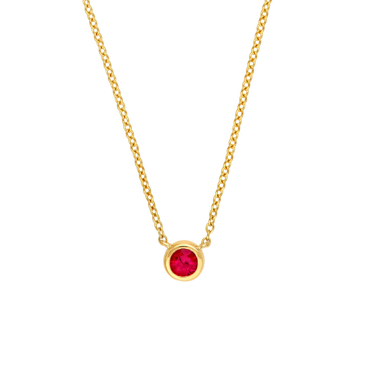 0.15ct 3mm Ruby Stone Bezel Necklace