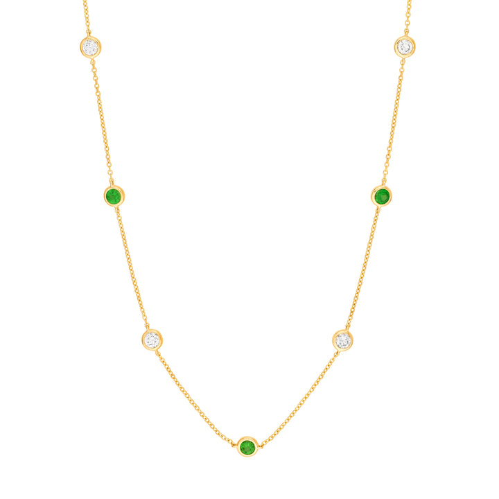 3/8tcw Diamond & Tsavorite Bezel Station Necklace