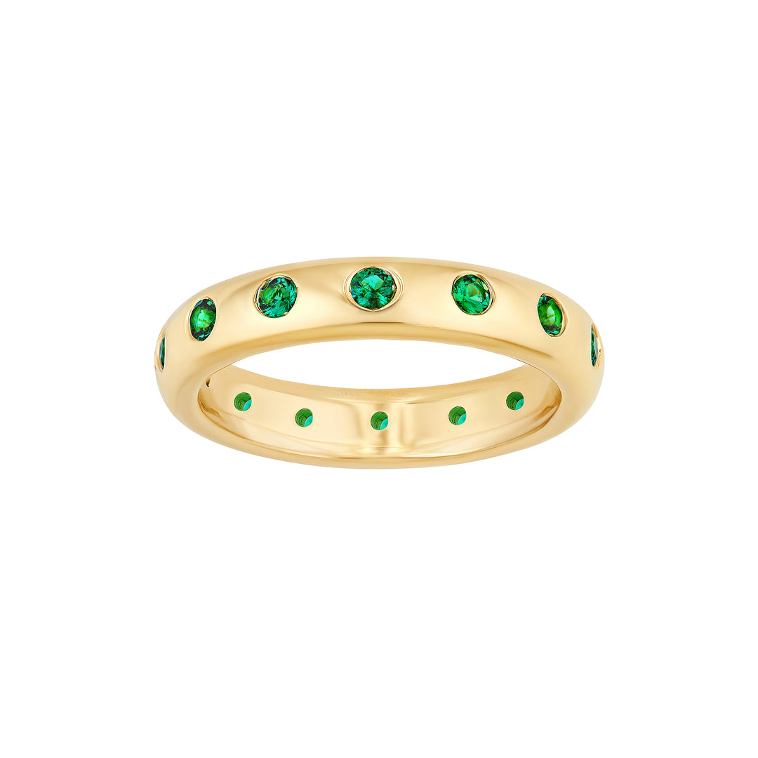 0.37ct Round Emerald Straight Band Ring