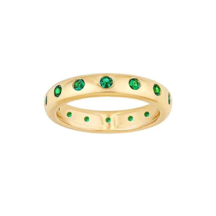 0.37ct Round Emerald Straight Band Ring