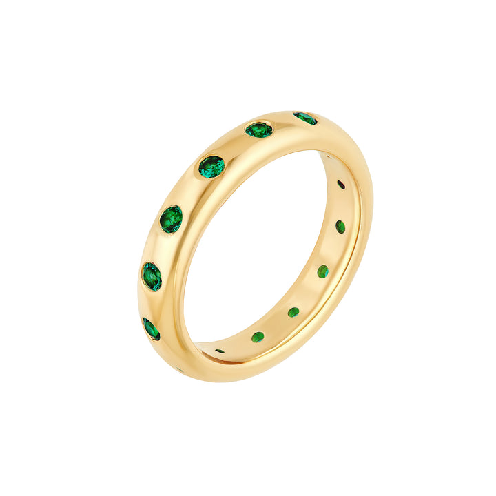 0.37ct Round Emerald Straight Band Ring
