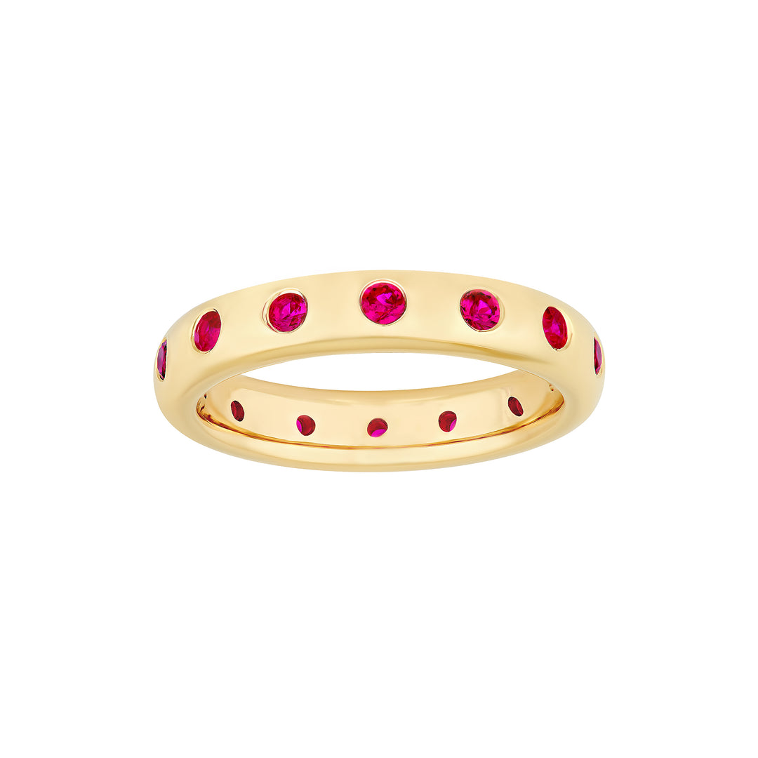 0.70ct Round Ruby Straight Band Ring