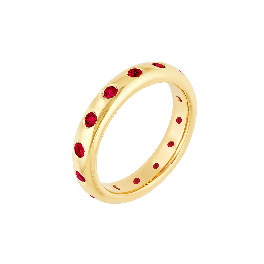 0.70ct Round Ruby Straight Band Ring