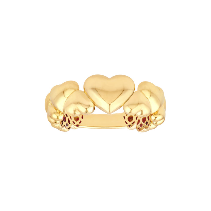 Alternating Puffy Hearts Ring