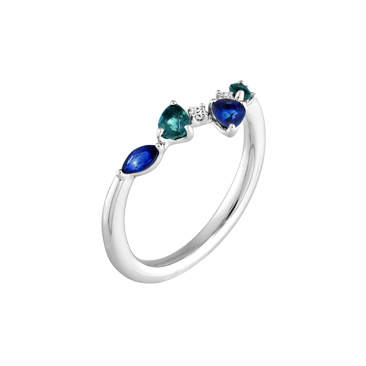 Teal Sapphire and Blue Blossom Band