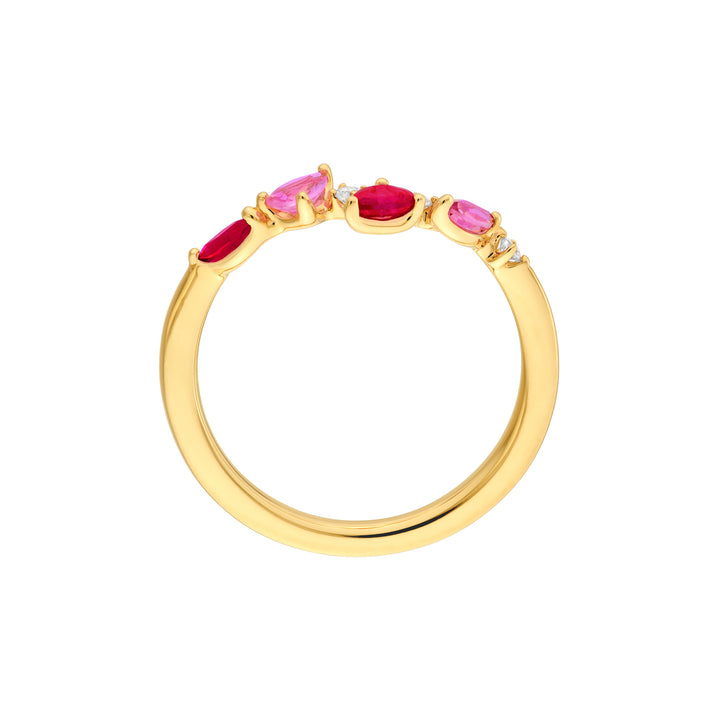 Pink Sapphire and Ruby Blossom Ring