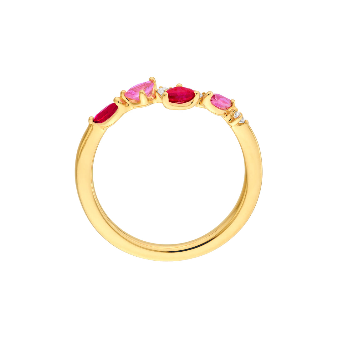 Pink Sapphire and Ruby Blossom Ring