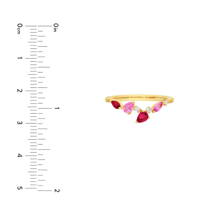 Pink Sapphire and Ruby Blossom Ring