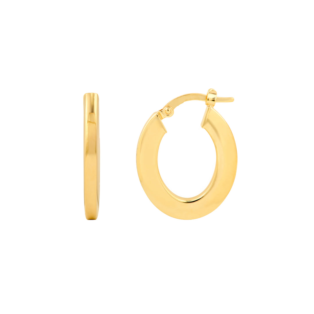 Medium Rectangular Tube Oval Shape Hoop Earrings